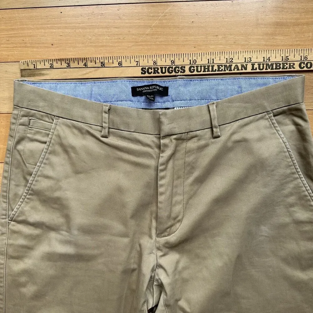 Banana Republic Kentfield Dress Pants Mens 32 x 32 BEIGE KHAKI‎ Flat Front
